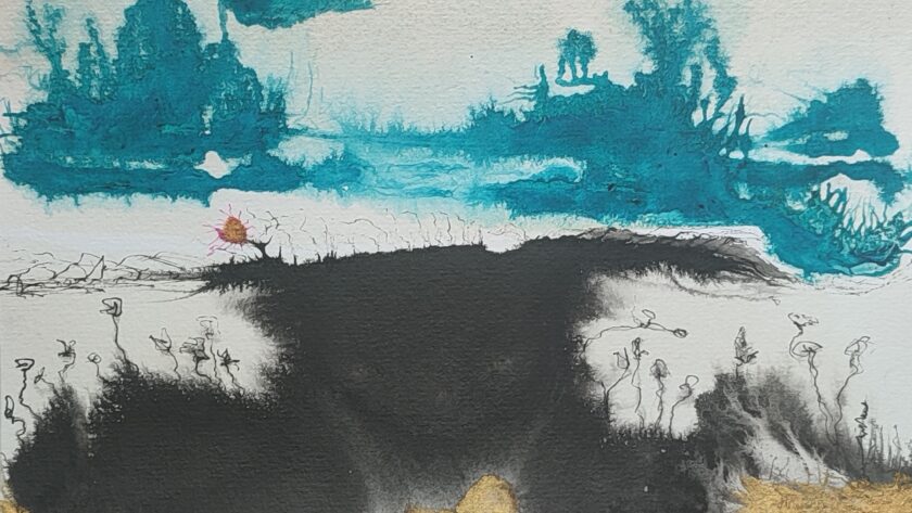 Tinte mit gold, Encrer avec or, Ink with gold, beau arts, Fine arts calligraphie