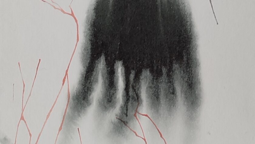 Ink, Encre, Tinte, Fine art calligraphie, black, noir, schwarz, orange