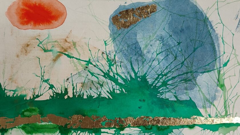 Tinte mit gold, Encre avec Or, Ink with gold, beau arts, Fine arts calligraphie mit gold